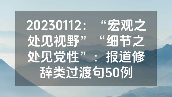 20230112：“宏观之处见视野”“细节之处见党性”：报道修辞类过渡句50例