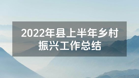 2022年县上半年乡村振兴工作总结