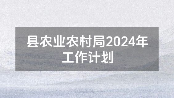 县农业农村局2024年工作计划