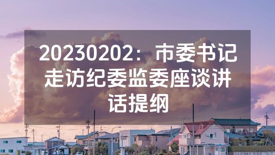 20230202：市委书记走访纪委监委座谈讲话提纲