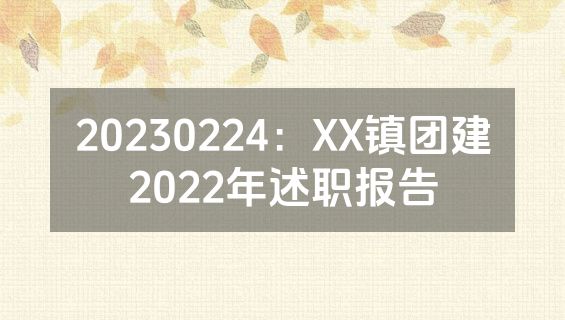 20230224：XX镇团建2022年述职报告