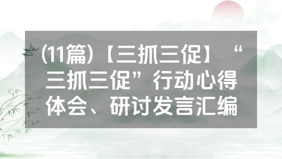(11篇)【三抓三促】“三抓三促”行动心得体会、研讨发言汇编