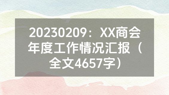 20230209：XX商会年度工作情况汇报（全文4657字）