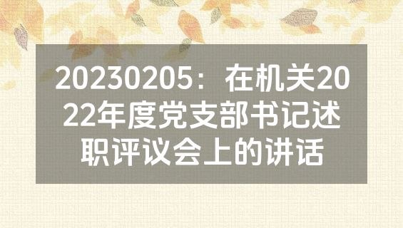 20230205：在机关2022年度党支部书记述职评议会上的讲话