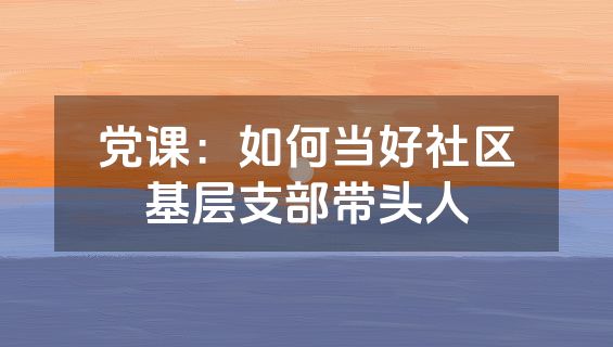 党课：如何当好社区基层支部带头人