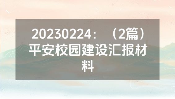20230224：（2篇）平安校园建设汇报材料