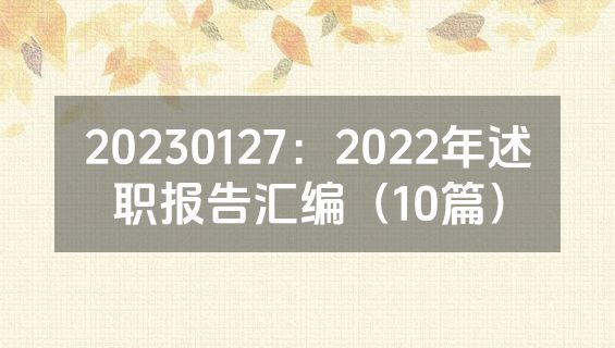 20230127：2022年述职报告汇编（10篇）