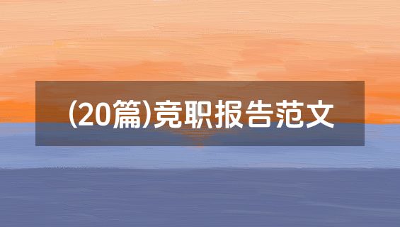 (20篇)竞职报告范文