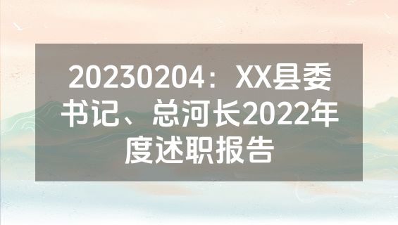 20230204：XX县委书记、总河长2022年度述职报告