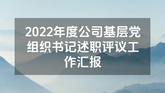 2022年度公司基层党组织书记述职评议工作汇报