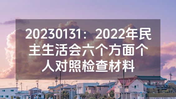 20230131：2022年民主生活会六个方面个人对照检查材料