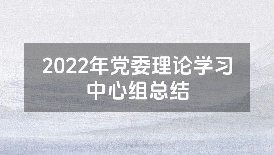 2022年党委理论学习中心组总结