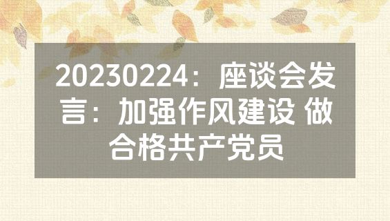20230224：座谈会发言：加强作风建设 做合格共产党员