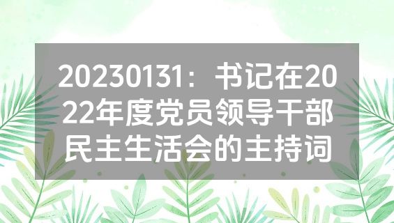 20230131：书记在2022年度党员领导干部民主生活会的主持词
