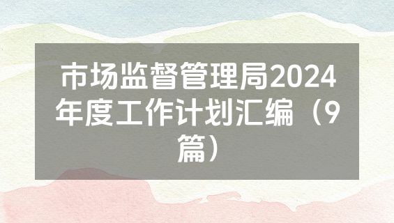 市场监督管理局2024年度工作计划汇编（9篇）