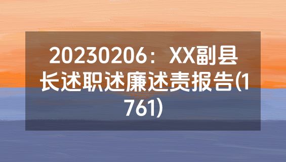 20230206：XX副县长述职述廉述责报告(1761)