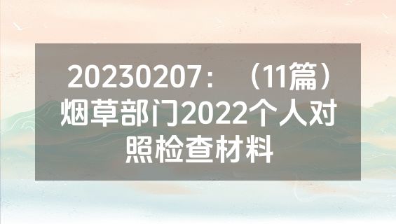 20230207：（11篇）烟草部门2022个人对照检查材料