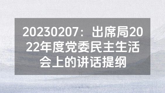 20230207：出席局2022年度党委民主生活会上的讲话提纲