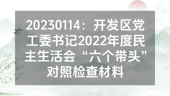 20230114：开发区党工委书记2022年度民主生活会“六个带头”对照检查材料