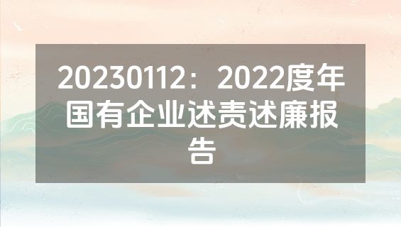 20230112：2022度年国有企业述责述廉报告