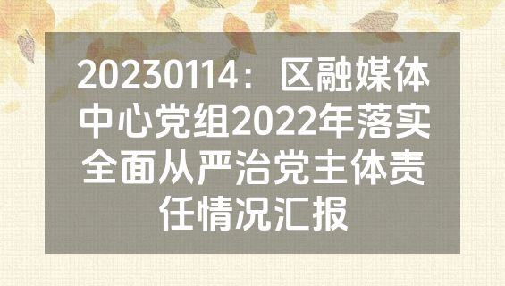 20230114：区融媒体中心党组2022年落实全面从严治党主体责任情况汇报