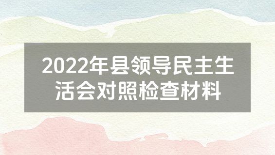 2022年县领导民主生活会对照检查材料