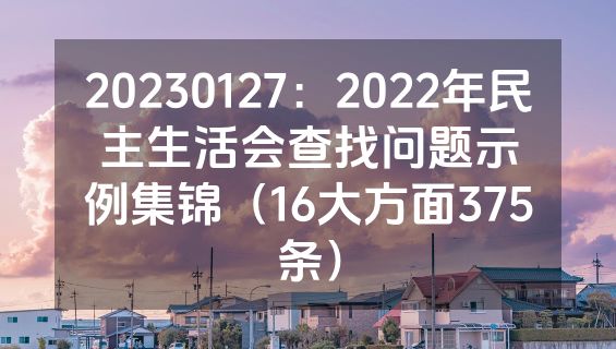 20230127：2022年民主生活会查找问题示例集锦（16大方面375条）