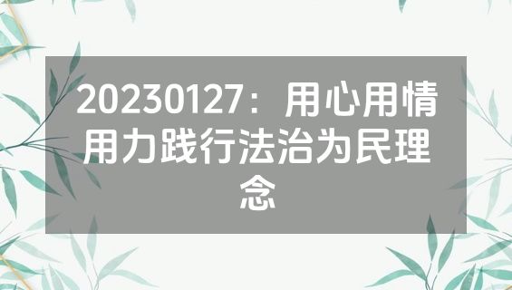 20230127：用心用情用力践行法治为民理念