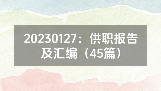 20230127：供职报告及汇编（45篇）