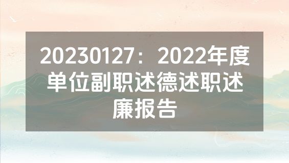 20230127：2022年度单位副职述德述职述廉报告