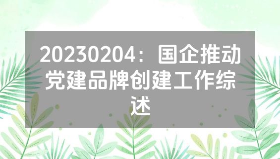 20230204：国企推动党建品牌创建工作综述