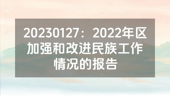 20230127：2022年区加强和改进民族工作情况的报告