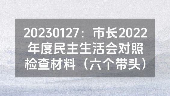 20230127：市长2022年度民主生活会对照检查材料（六个带头）