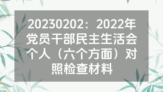 20230202：2022年党员干部民主生活会个人（六个方面）对照检查材料