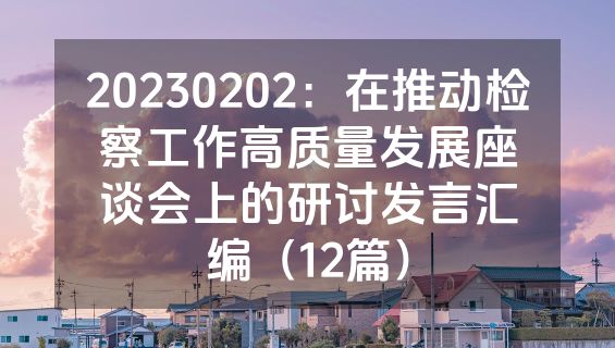 20230202：在推动检察工作高质量发展座谈会上的研讨发言汇编（12篇）