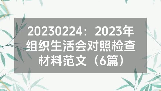 20230224：2023年组织生活会对照检查材料范文（6篇）