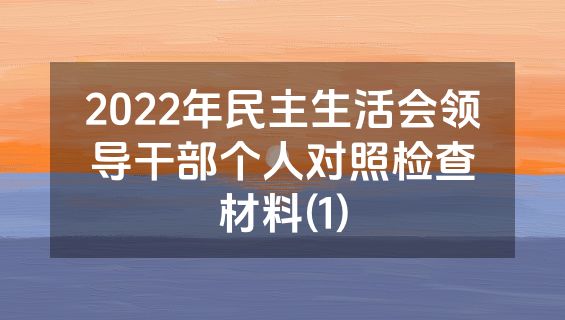 2022年民主生活会领导干部个人对照检查材料(1)