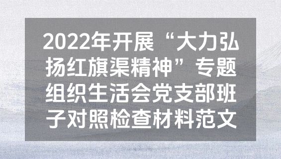 2022年开展“大力弘扬红旗渠精神”专题组织生活会党支部班子对照检查材料范文