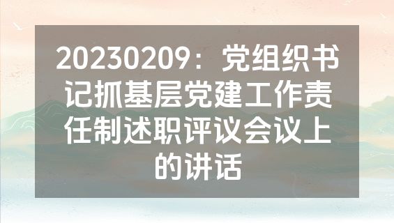 20230209：党组织书记抓基层党建工作责任制述职评议会议上的讲话