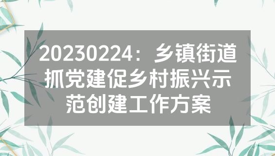 20230224：乡镇街道抓党建促乡村振兴示范创建工作方案