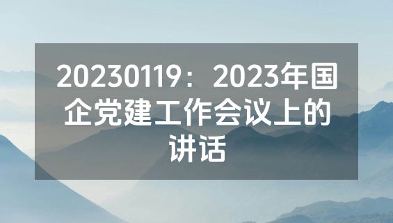 20230119：2023年国企党建工作会议上的讲话