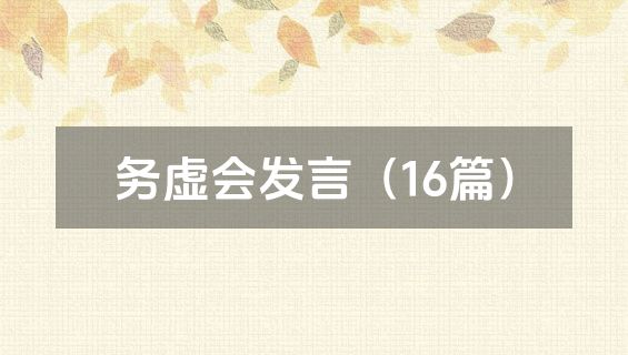 务虚会发言（16篇）