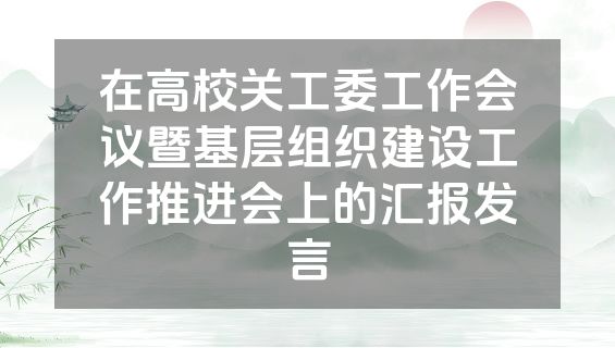 在高校关工委工作会议暨基层组织建设工作推进会上的汇报发言
