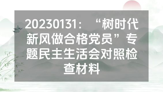 20230131：“树时代新风做合格党员”专题民主生活会对照检查材料