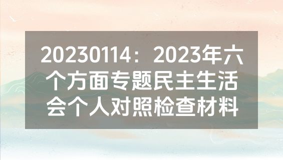20230114：2023年六个方面专题民主生活会个人对照检查材料
