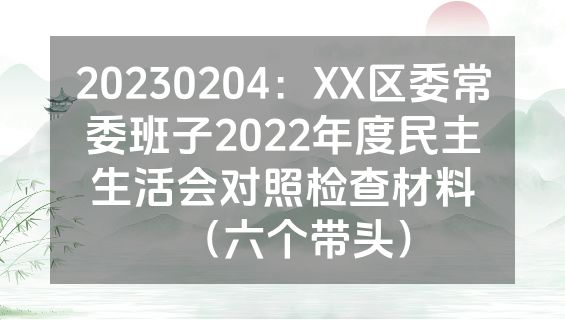 20230204：XX区委常委班子2022年度民主生活会对照检查材料（六个带头）