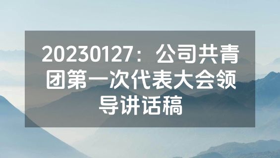 20230127：公司共青团第一次代表大会领导讲话稿