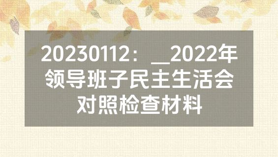 20230112：__2022年领导班子民主生活会对照检查材料