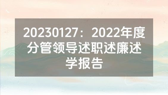 20230127：2022年度分管领导述职述廉述学报告