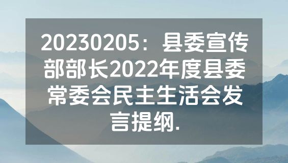 20230205：县委宣传部部长2022年度县委常委会民主生活会发言提纲.